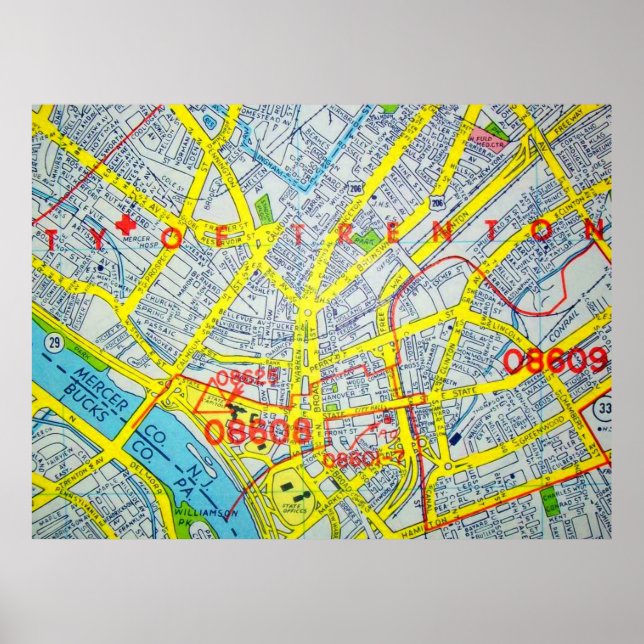 Trenton, NJ Vintag Map Poster (Vorne)