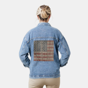 Treny America flagge Aztec Tribal Pattern Jeansjacke