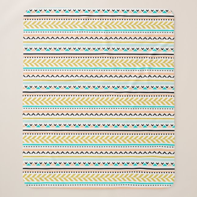Treny Geometric Aztec Inspiriertes Muster Sherpadecke (Vorderseite)