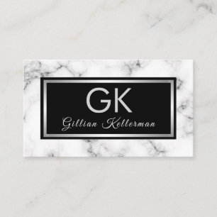 Treny Marble Silver Monogram Visitenkarte