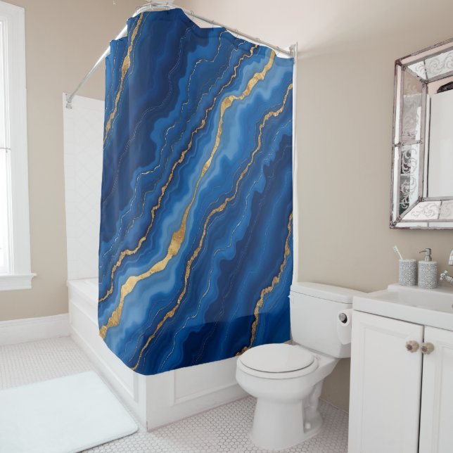Treny Royal Blue Gold Marble Collection Duschvorhang (Beispiel)
