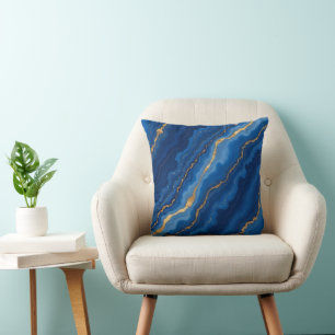 Treny Royal Blue Gold Marble Collection Kissen