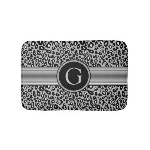 Treny Silver Leopard Muster und Monogramm Badematte