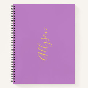 Treny Vertical Name in Gold Script, Lavender Notizbuch