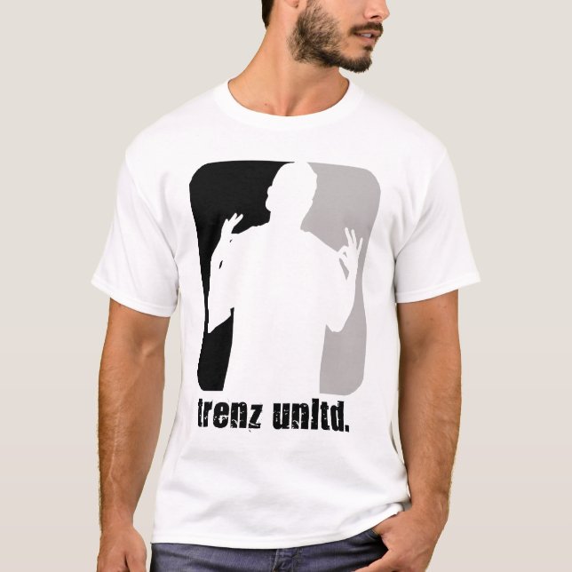 Trenz Unltd. - Schwarzes u. graues Logo weiße T T-Shirt (Vorderseite)
