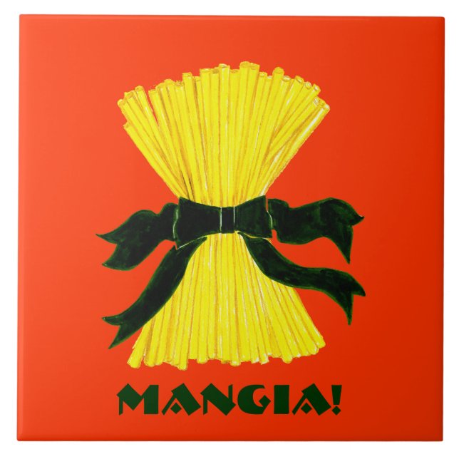 Trépied de carreau de céramique de Mangia Italiana (Devant)
