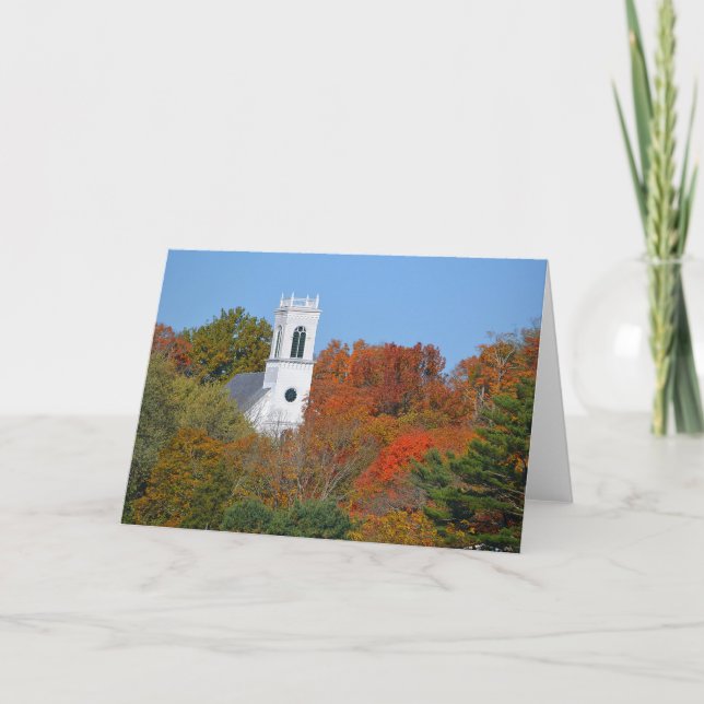 Treppe der Kirche im Herbst Karte (Vorderseite)