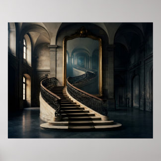 Treppe, die in den Spiegel führt Poster