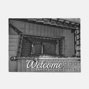 Treppe Grayscale Herzlich willkommen Fußmatte