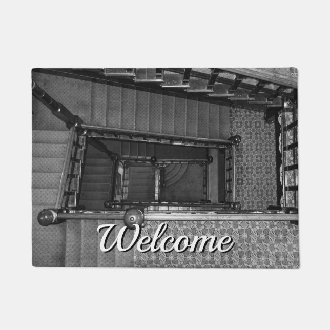 Treppe Grayscale Herzlich willkommen Fußmatte (Vorderseite)