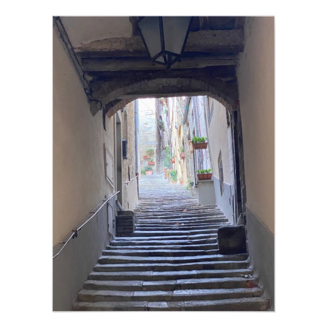 Treppe in Cortona, Italien Fotodruck (Vorne)