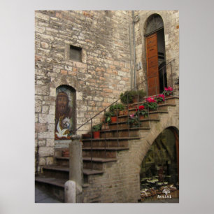 Treppe nach Assisi Poster
