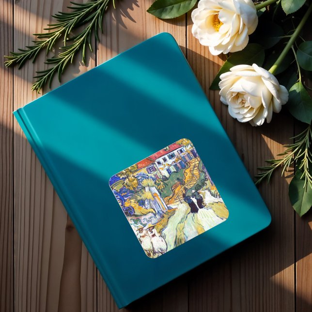 Treppe von Auvers durch Vincent Van Gogh Quadratischer Aufkleber (Von Creator hochgeladen)