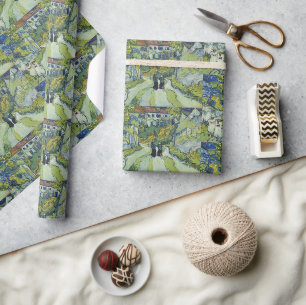 Treppe von Van Gogh in Auvers Landschaft Kunst Geschenkpapier