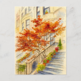 Treppe zu Herbstlaube Herbst Postkarte