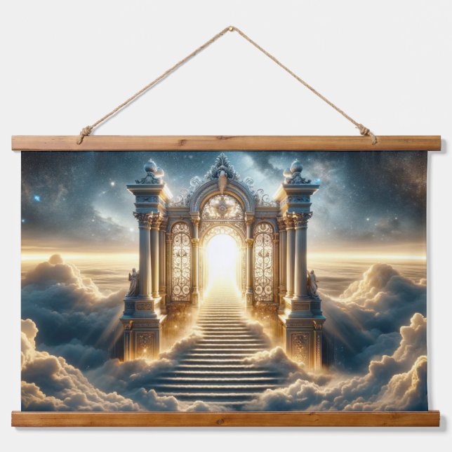 Treppe zum Himmel Wandteppich Mit Holzrahmen (Vorne)