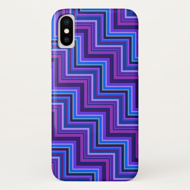 Treppen aus blauem und lila Streifen Case-Mate iPhone Hülle (Rückseite)