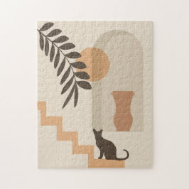 Treppen-Blatt-Vase Katze, Boho-Abstract geometrisc