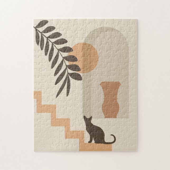 Treppen-Blatt-Vase Katze, Boho-Abstract geometrisc (Vertikal)
