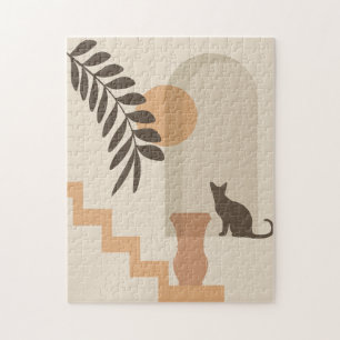 Treppen-Blatt-Vase Katze, Boho-Abstract-Geometrisc