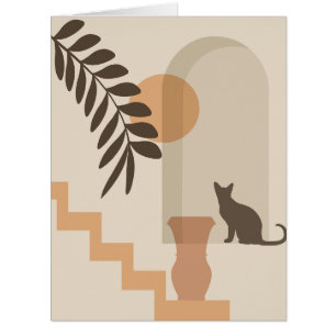 Treppen-Blatt-Vase Katze, Boho-Abstract-Geometrisc