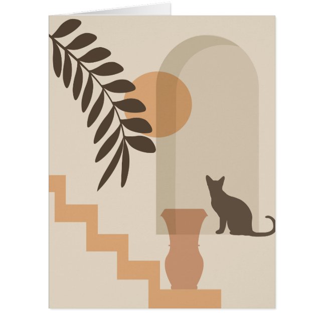 Treppen-Blatt-Vase Katze, Boho-Abstract-Geometrisc (Vorderseite)