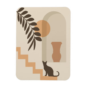 Treppen-Blatt-Vase Katze, Boho-Abstract-Geometrisc Magnet