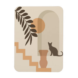 Treppen-Blatt-Vase Katze, Boho-Abstract-Geometrisc Magnet