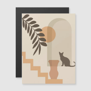 Treppen-Blatt-Vase Katze, Boho-Abstract-Geometrisc Magneteinladung