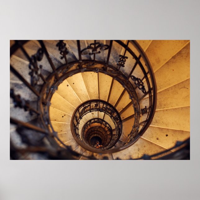 Treppen mit Spiralkreistreppen, alte Treppen, Poster (Vorne)