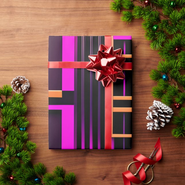 Treppen Schwarz Rosa Amou Isometrisches Muster Geschenkpapier (Feiertagsgeschenk)