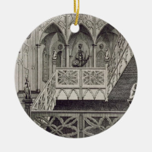 Treppenhaus am Erdbeerhügel, graviert von J. Newt Keramik Ornament