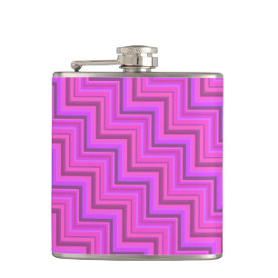 Treppenmuster aus rosa Streifen Flachmann