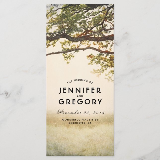 Treppenzweige rustikale Hochzeitsprogramme Programm (Vorderseite)