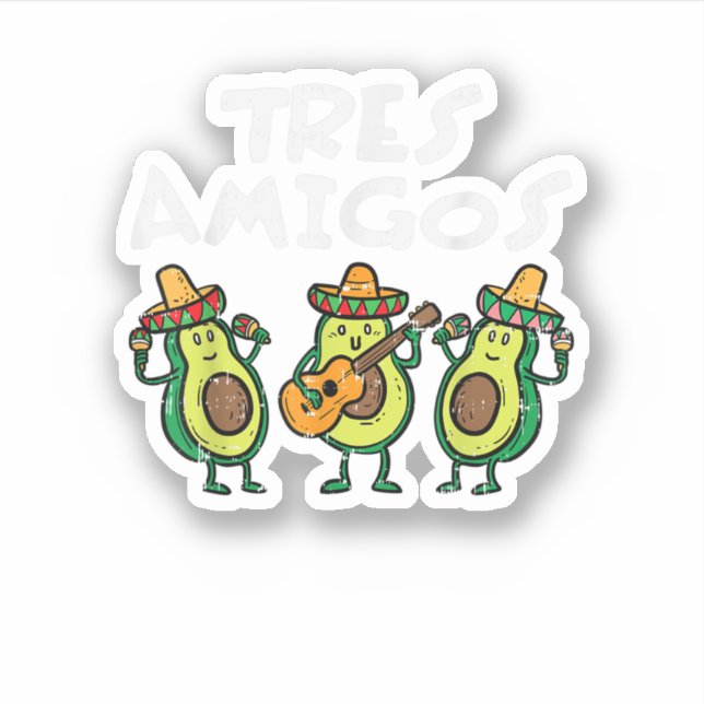Tres Amigos Avocados Guac Cinco De Mayo Fiesta Mex Aufkleber (Vorderseite)