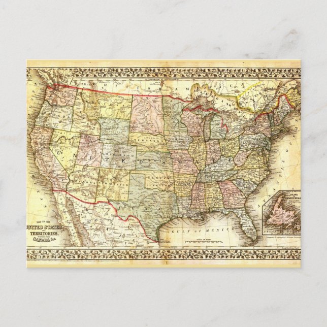 Très ancienne carte des États-Unis d'Amérique (Devant)