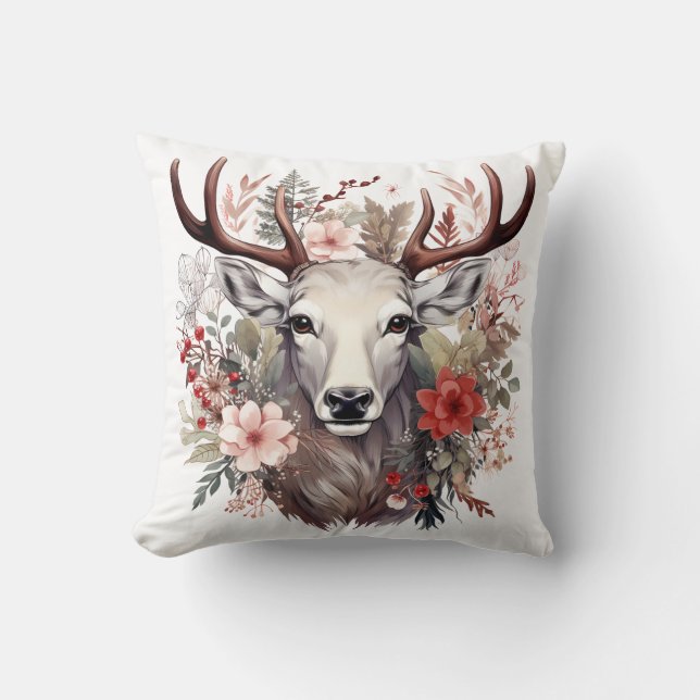 🦌 🎄 Très Joli Joyeux Coussin de rennes de Noël (Recto)