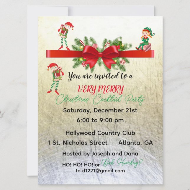Très Joyeux elfes fêtes Invitation 6,5" x 8 (Devant)