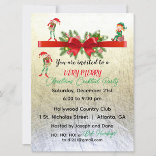 Très Joyeux elfes fêtes Invitation 6,5" x 8