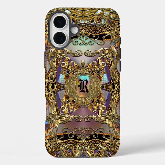 Très orné Hübsch Monogram iPhone 16 Plus Hülle (Rückseite)