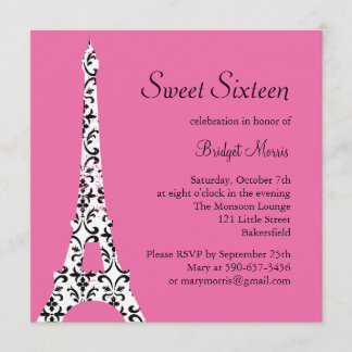 Tres Paris Birthday Invitation (Fuchsia) Einladung