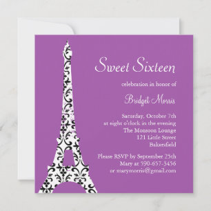 Tres Paris Invitation d'anniversaire (violet)