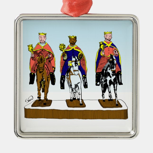 Tres Reyes Magos / Drei Weisen Ornament Aus Metall (Vorne)