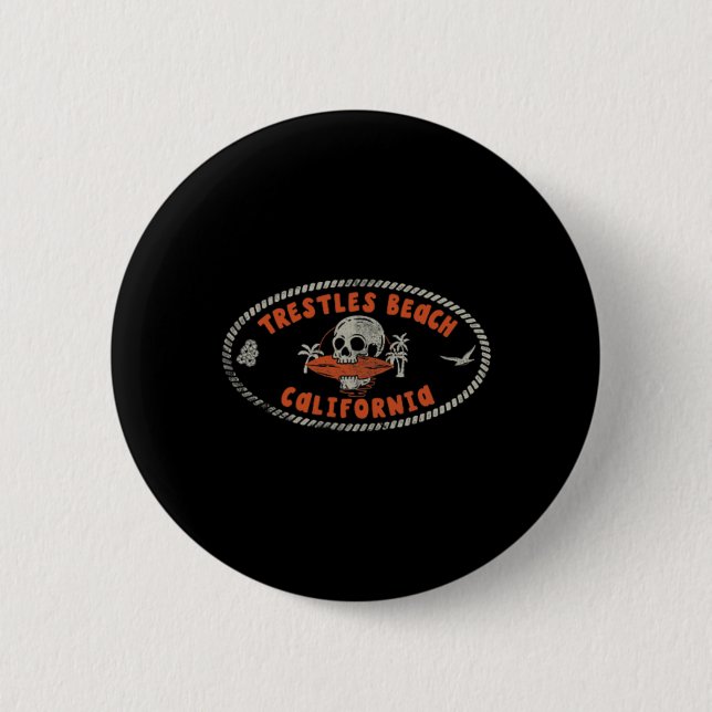 Trestles Strand Kalifornien Ca Retro Surfer Front  Button (Vorderseite)