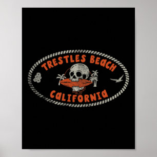 Trestles Strand Kalifornien Ca Retro Surfer Front Poster