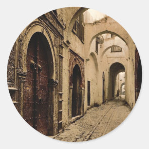 Tresure Straße, Klassiker Photochrom Tunis, Runder Aufkleber