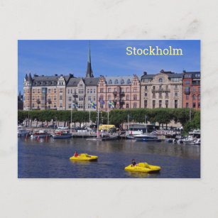 Tretboote an einem Sommertag in Stockholm, Schwede Postkarte