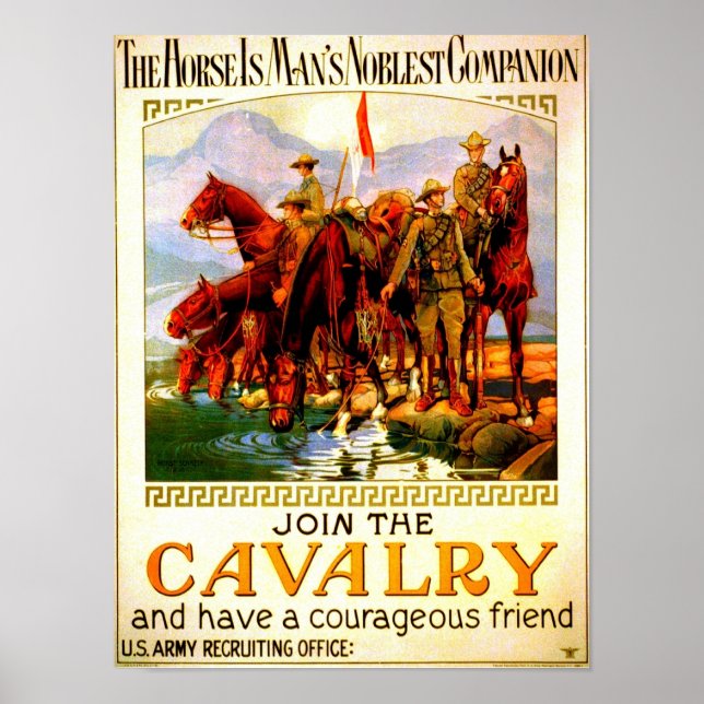 Treten Sie der Kavallerie bei - Kriegspferd Poster (Vorne)