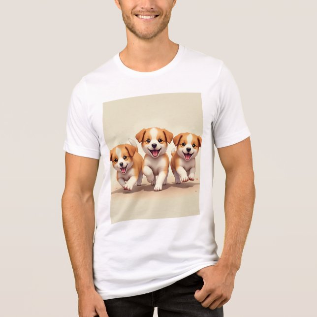 Treten Sie drei Niedlichen Welpen bei! Tri-Blend Shirt (Vorderseite)