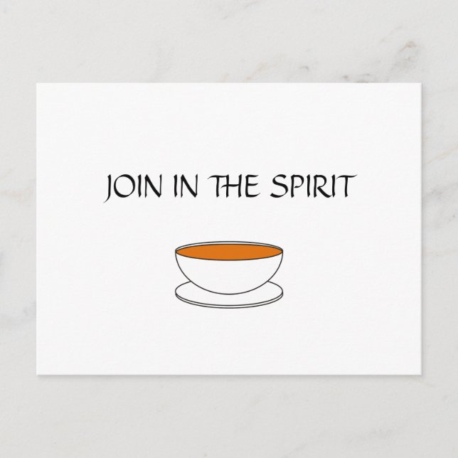 Treten Sie ein in den Geist, mit einer Tasse Tee Postkarte (Vorderseite)